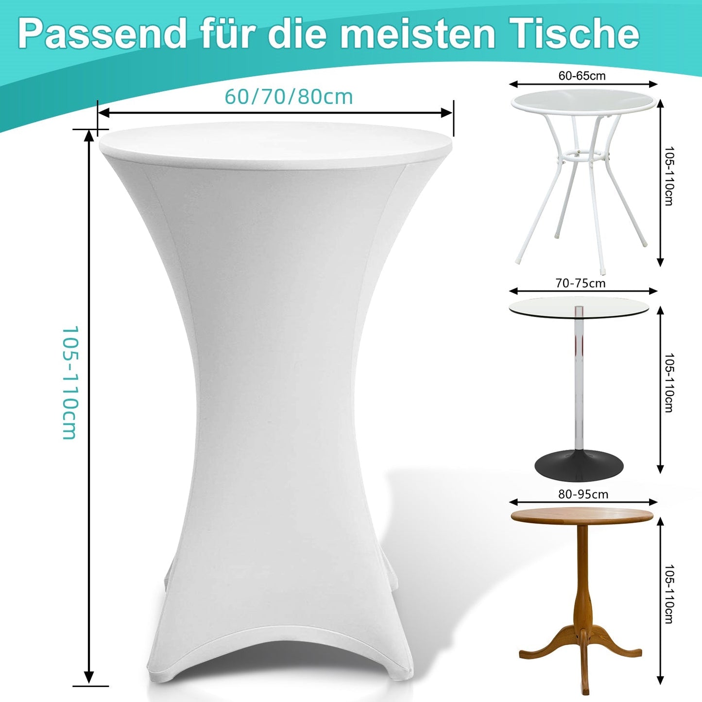 Stehtischhusse Stretch Rund Stehtisch Husse Weiß | Karnz