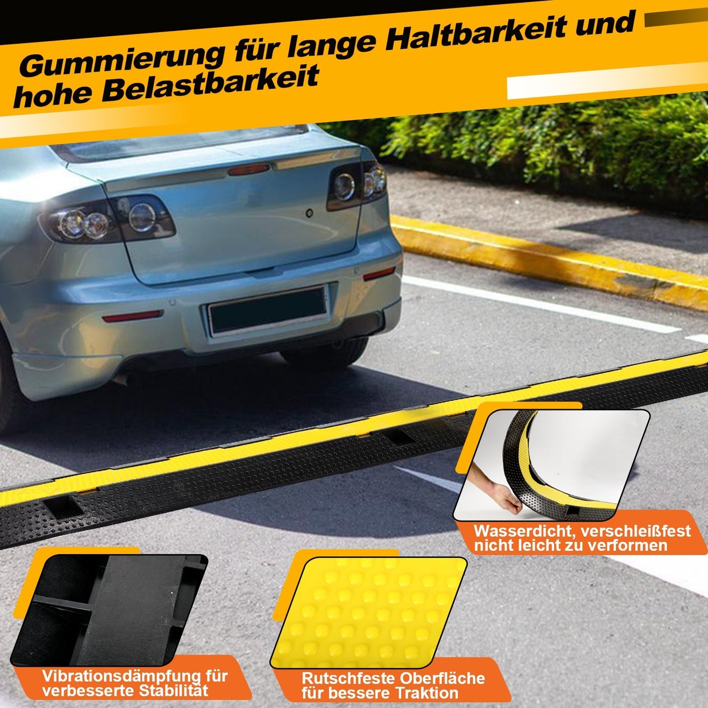 Kabelbrücke Gummi Kabelschutzmatte 3 Stück | Karnz
