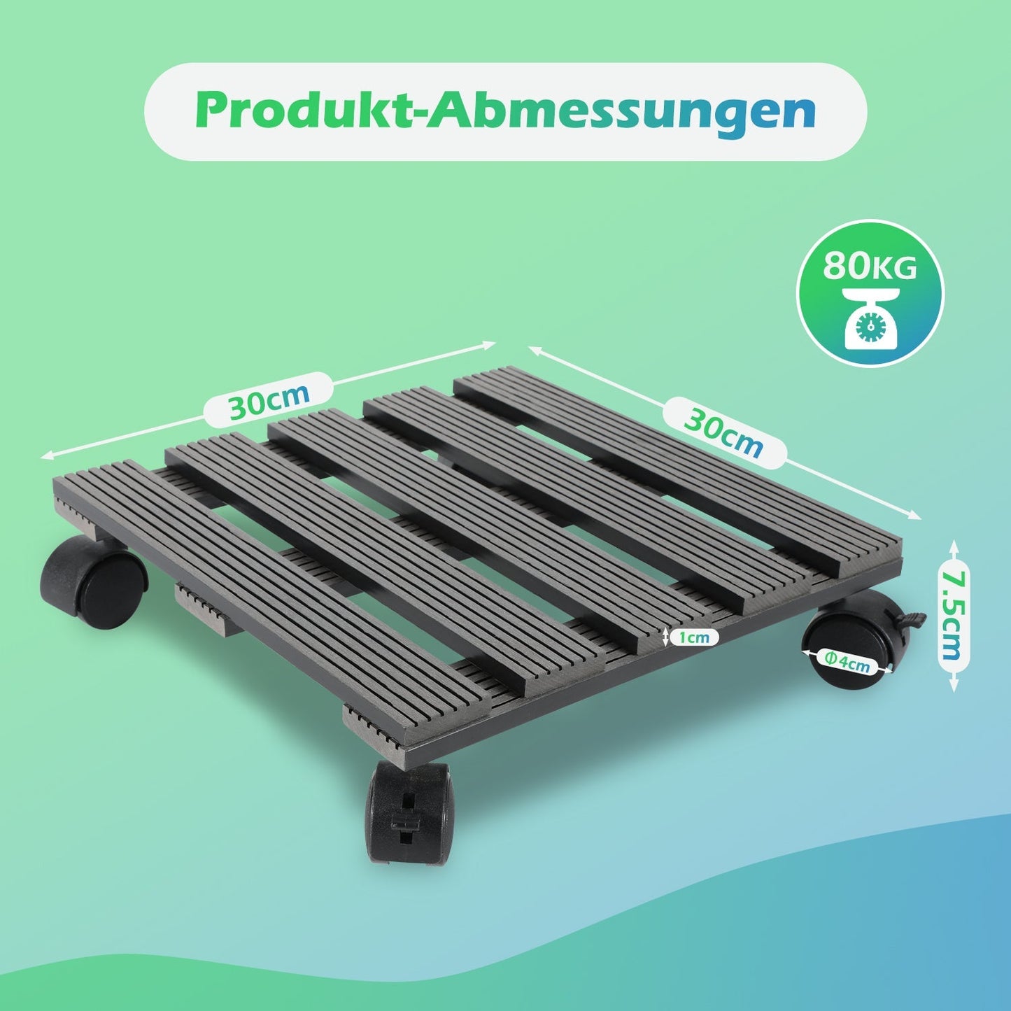 WPC Pflanzenroller Eckig mit Rollen Tragkraft 80 kg | Karnz