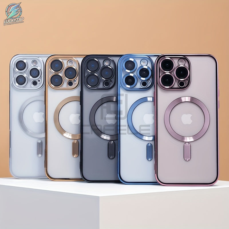 Magnetische TPU-Handyhülle Transparent Silber für iPhone 11–17