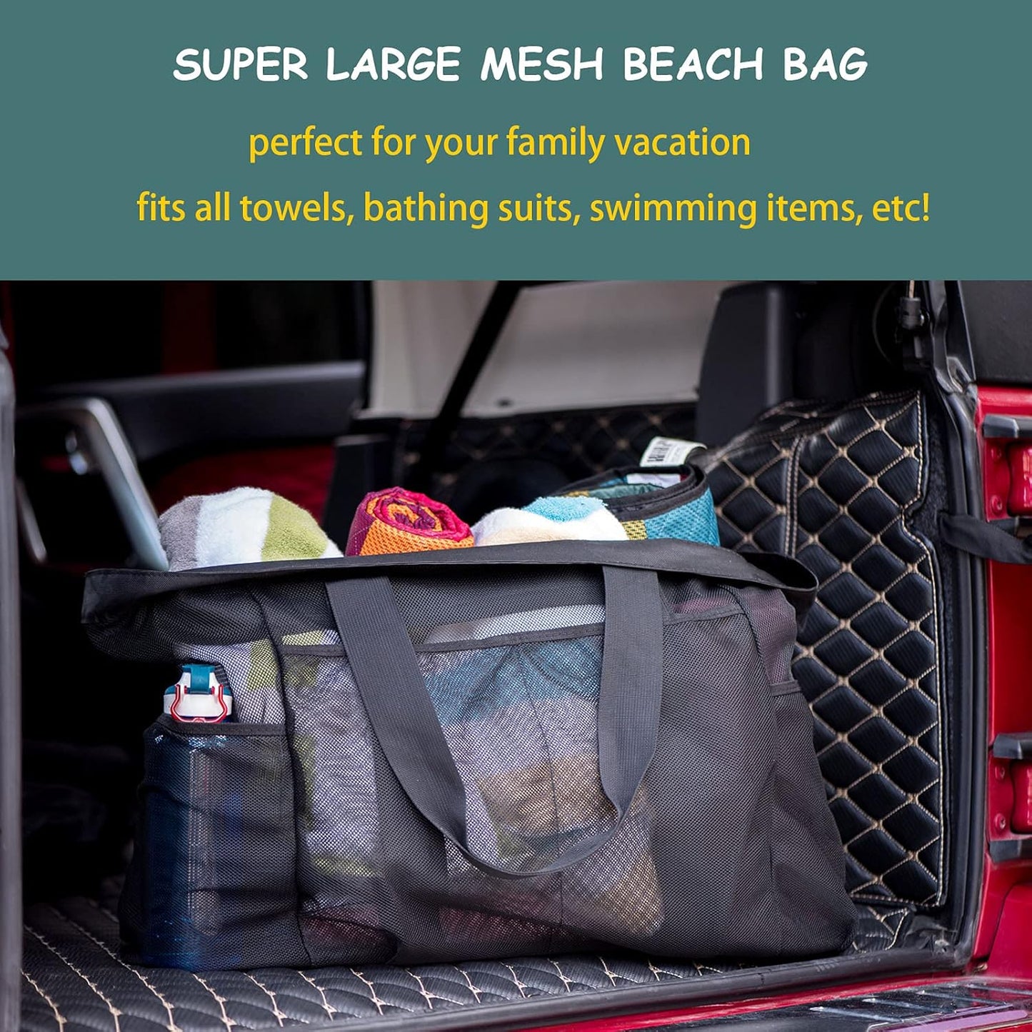 Extra-Große Mesh Strandtasche mit Reißverschluss – Sanddichter Tragetasche | Karnz