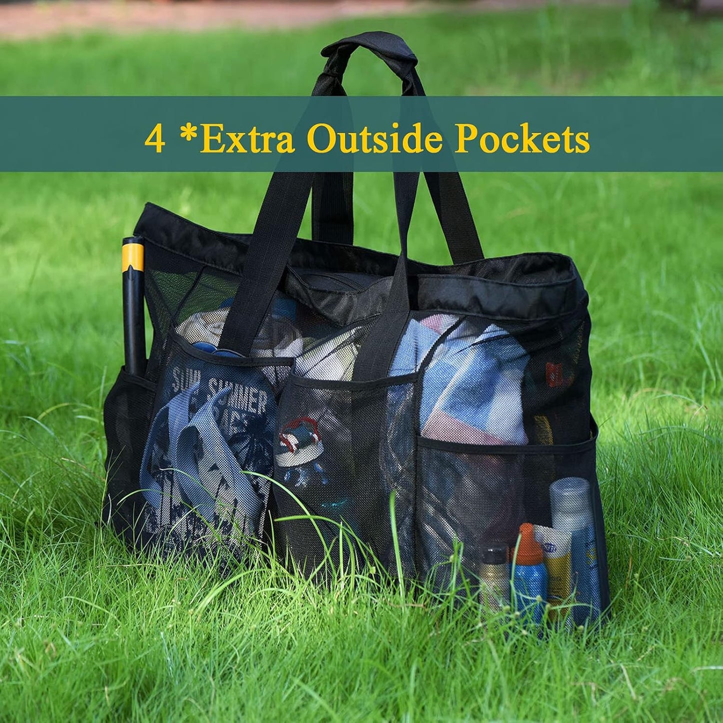 Extra-Große Mesh Strandtasche mit Reißverschluss – Sanddichter Tragetasche | Karnz