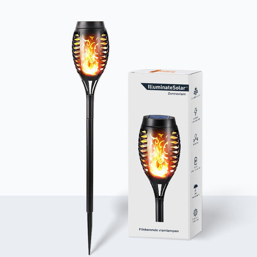 Solarbetriebene Gartenfackel mit Flammeneffekt - LED-Taschenlampe für Außenbereich, Wetterfest und Energiesparend | Karnz
