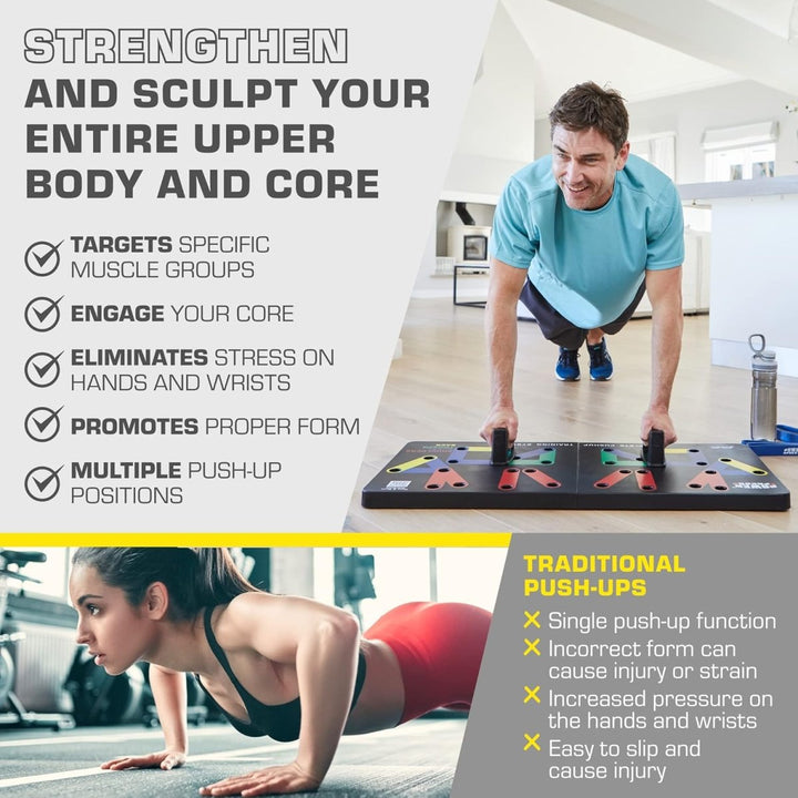 Flexifit Faltbares Liegestütz-Trainingsbrett – Über 30 farbcodierte Positionen – Ganzkörper-Krafttraining – Brust-, Arm- und Schultertraining