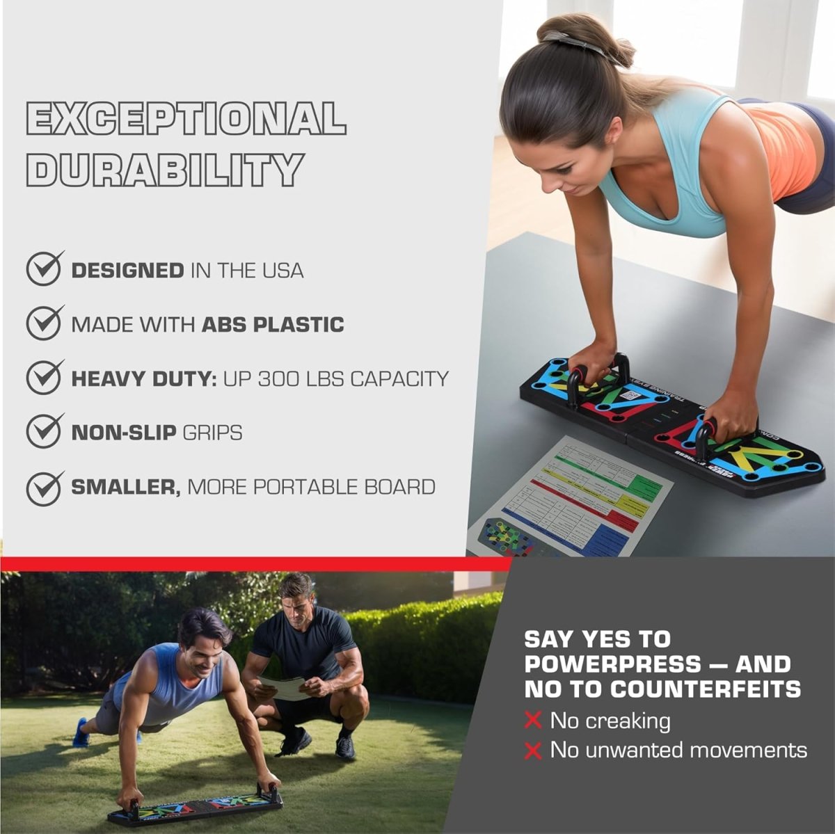 Flexifit Faltbares Liegestütz-Trainingsbrett – Über 30 farbcodierte Positionen – Ganzkörper-Krafttraining – Brust-, Arm- und Schultertraining