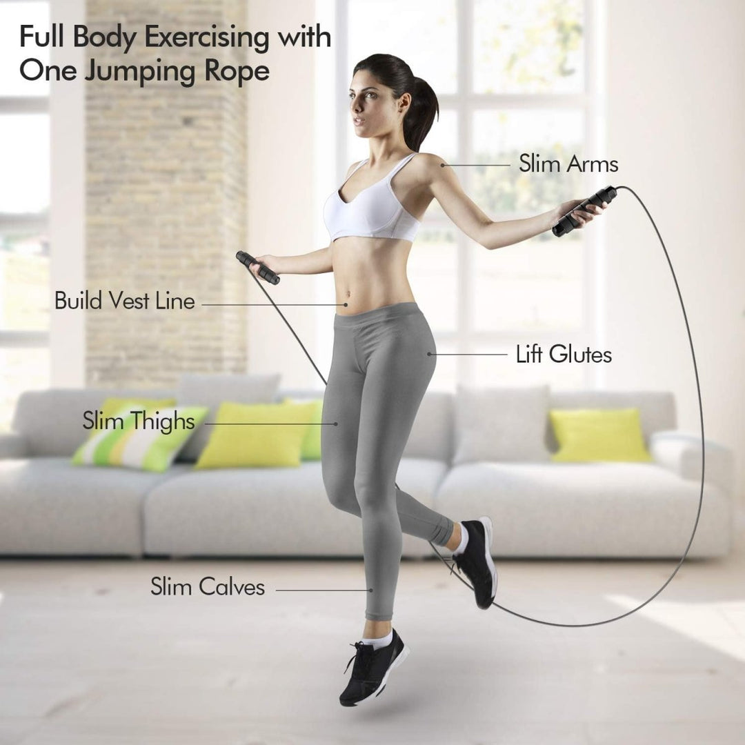 Flexijump Verstellbares Springseil – Verwicklungsfreies Speed-Springseil – Cardio-, Gewichtsabnahme- und Koordinationstraining – Komfortable Schaumstoffgriffe