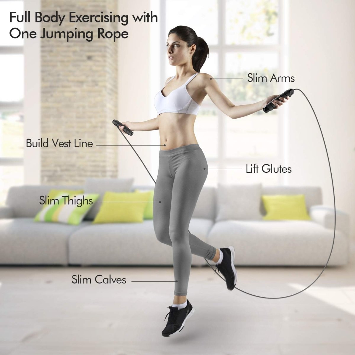 Flexijump Verstellbares Springseil – Verwicklungsfreies Speed-Springseil – Cardio-, Gewichtsabnahme- und Koordinationstraining – Komfortable Schaumstoffgriffe