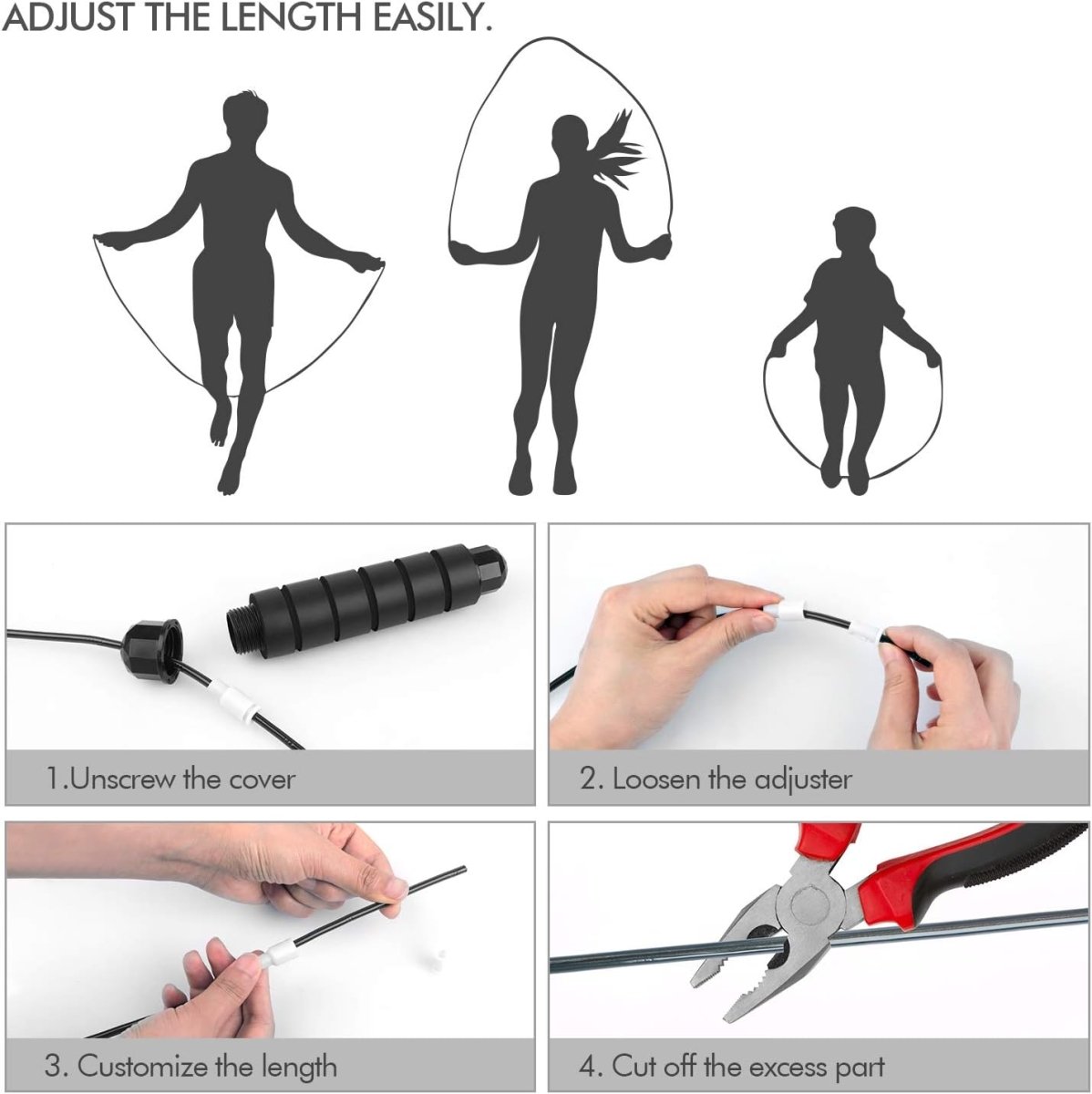 Flexijump Verstellbares Springseil – Verwicklungsfreies Speed-Springseil – Cardio-, Gewichtsabnahme- und Koordinationstraining – Komfortable Schaumstoffgriffe