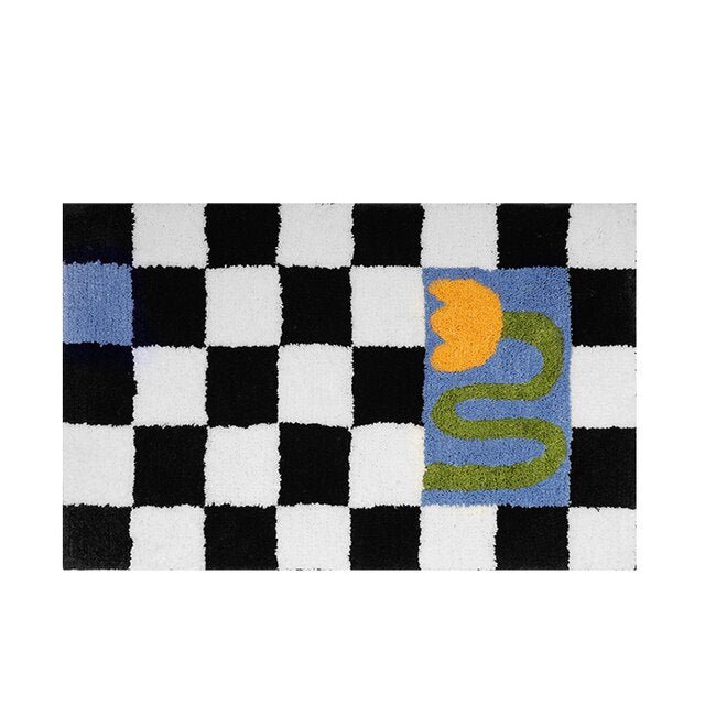 Flauschiger Schachbrett-Teppich