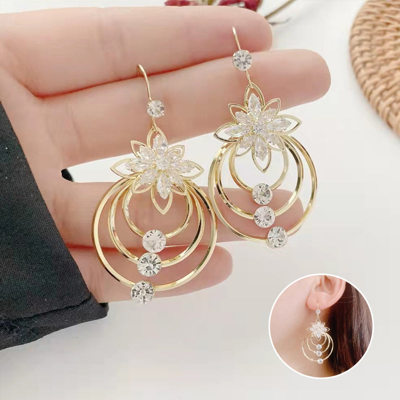 Kristall Lotus Drei Ring Ohrringe Karnz