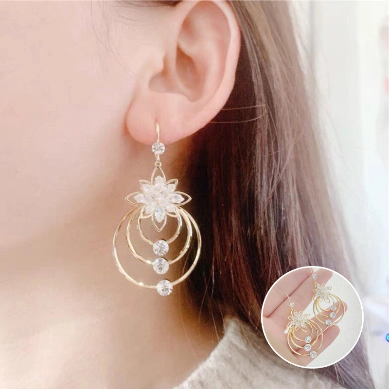 Kristall Lotus Drei Ring Ohrringe Karnz