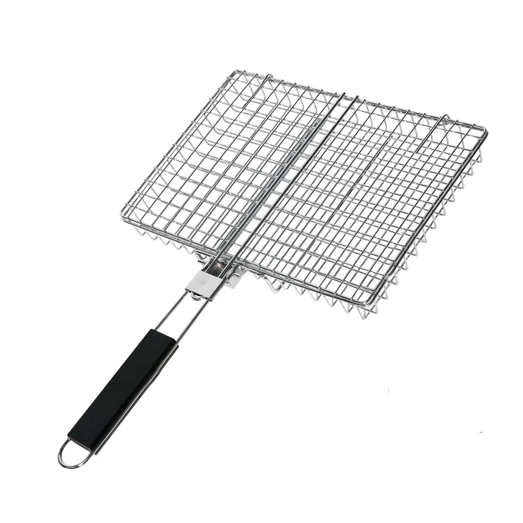 Faltbarer Grillkorb mit Holzgriff Außen Camping BBQ Rack | Karnz