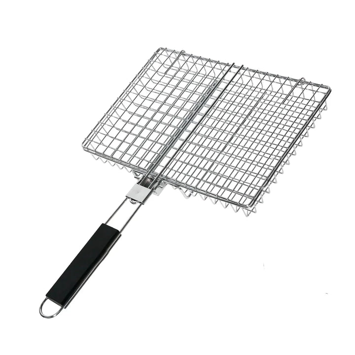 Faltbarer Grillkorb mit Holzgriff Außen Camping BBQ Rack | Karnz