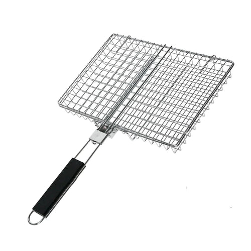 Faltbarer Grillkorb mit Holzgriff Außen Camping BBQ Rack | Karnz