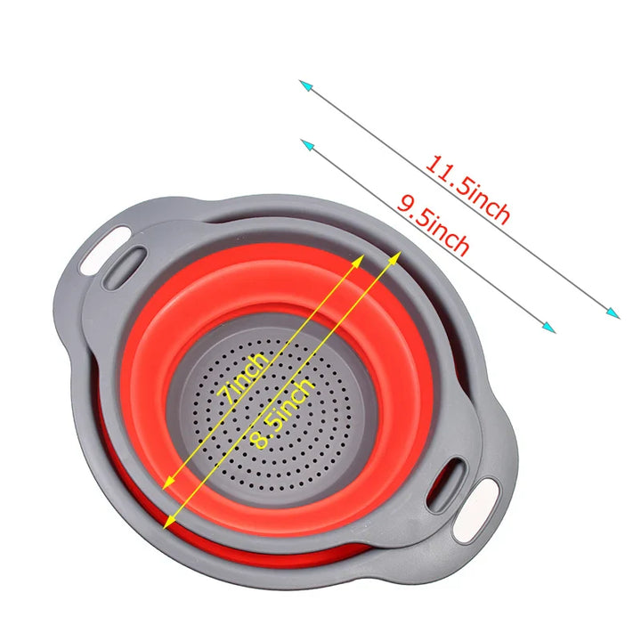 Faltbarer Silikon-Gemüseabgießer Zusammenklappbarer Silikon-Sieb | Karnz