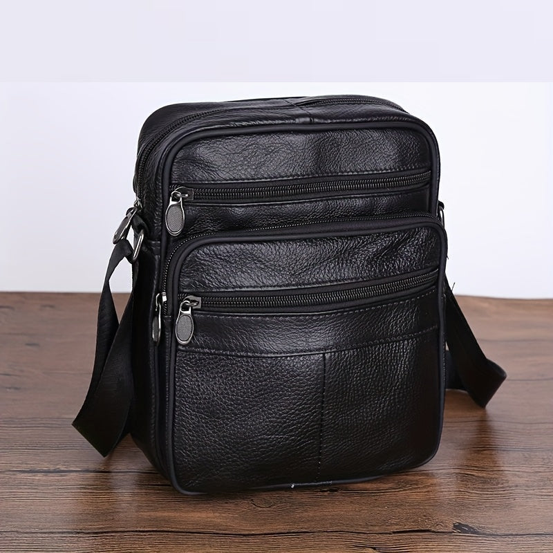 Leder Herren Schultertasche – Geräumige Rindsledertasche mit verstellbarem Schulterriemen | Karnz