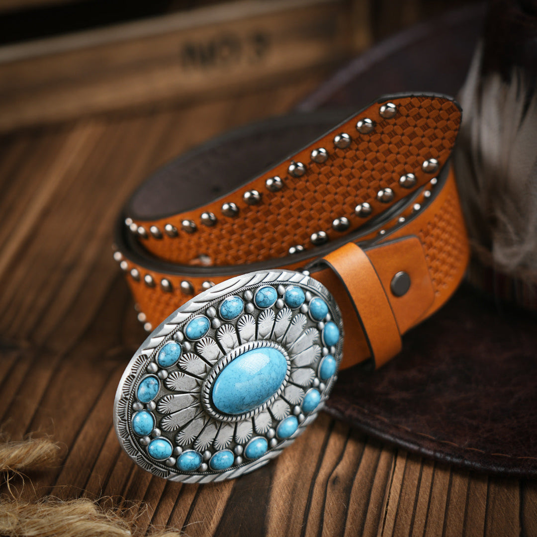 Karnz | Herren-Gürtel im Western-Stil – Veganes Leder mit robuster Metallschnalle