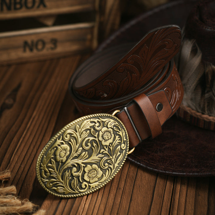 Karnz | Herren-Gürtel im Western-Stil – Veganes Leder mit robuster Metallschnalle