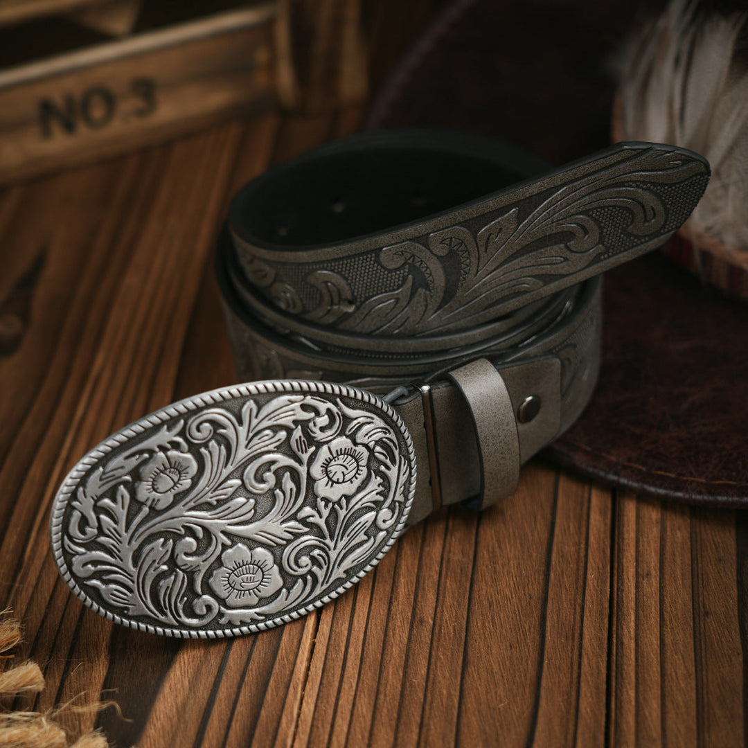 Karnz | Herren-Gürtel im Western-Stil – Veganes Leder mit robuster Metallschnalle