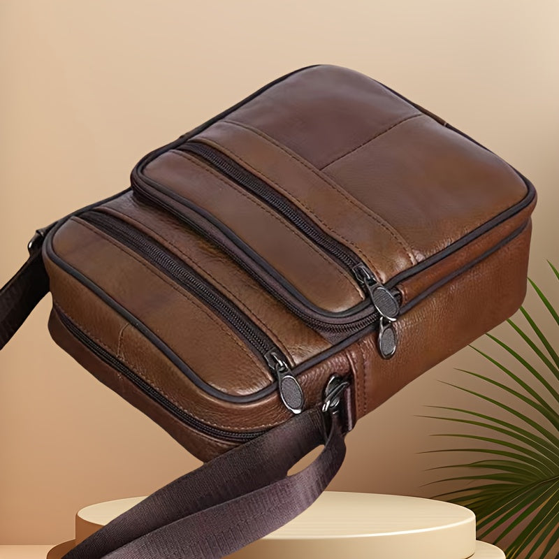 Leder Herren Schultertasche – Geräumige Rindsledertasche mit verstellbarem Schulterriemen | Karnz