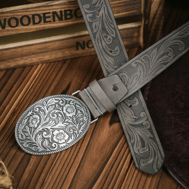 Karnz | Herren-Gürtel im Western-Stil – Veganes Leder mit robuster Metallschnalle