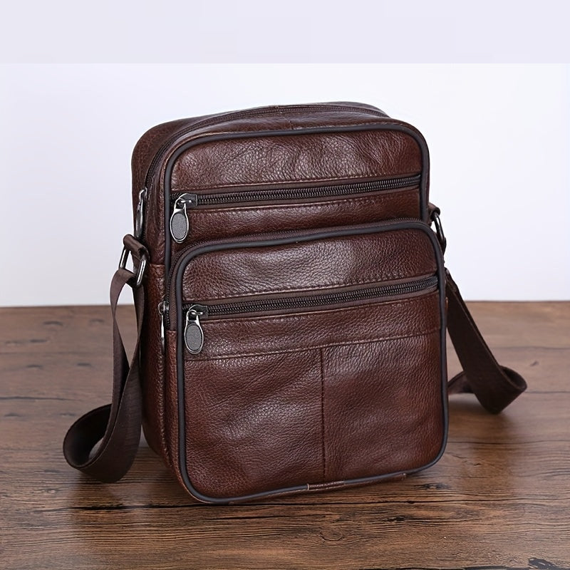 Leder Herren Schultertasche – Geräumige Rindsledertasche mit verstellbarem Schulterriemen | Karnz