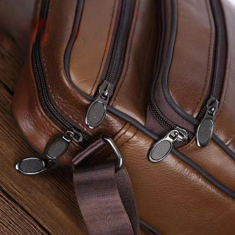 Leder Herren Schultertasche – Geräumige Rindsledertasche mit verstellbarem Schulterriemen | Karnz