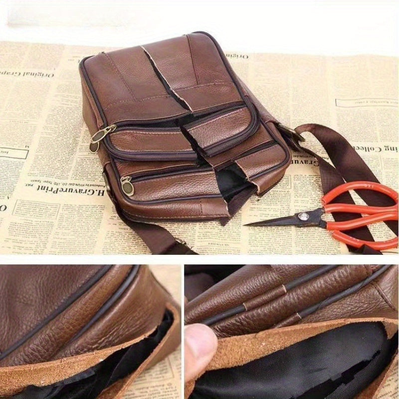 Leder Herren Schultertasche – Geräumige Rindsledertasche mit verstellbarem Schulterriemen | Karnz