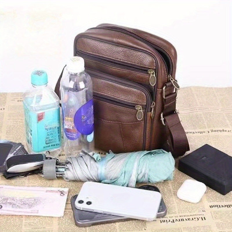 Leder Herren Schultertasche – Geräumige Rindsledertasche mit verstellbarem Schulterriemen | Karnz