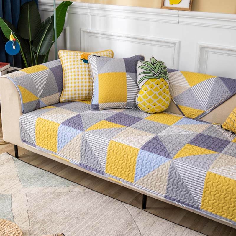 Künstlerischer geometrischer Muster waschbarer Baumwollsofa-Bezug | Karnz