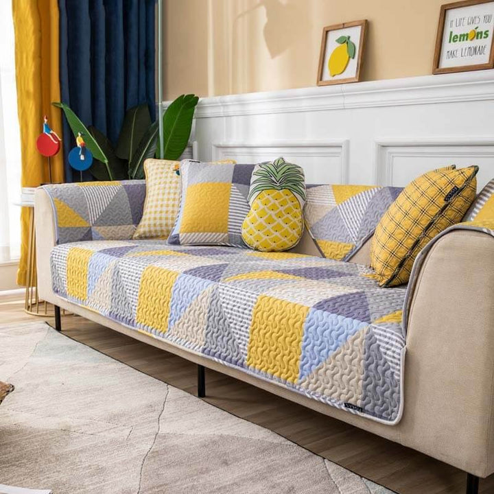 Künstlerischer geometrischer Muster waschbarer Baumwollsofa-Bezug | Karnz