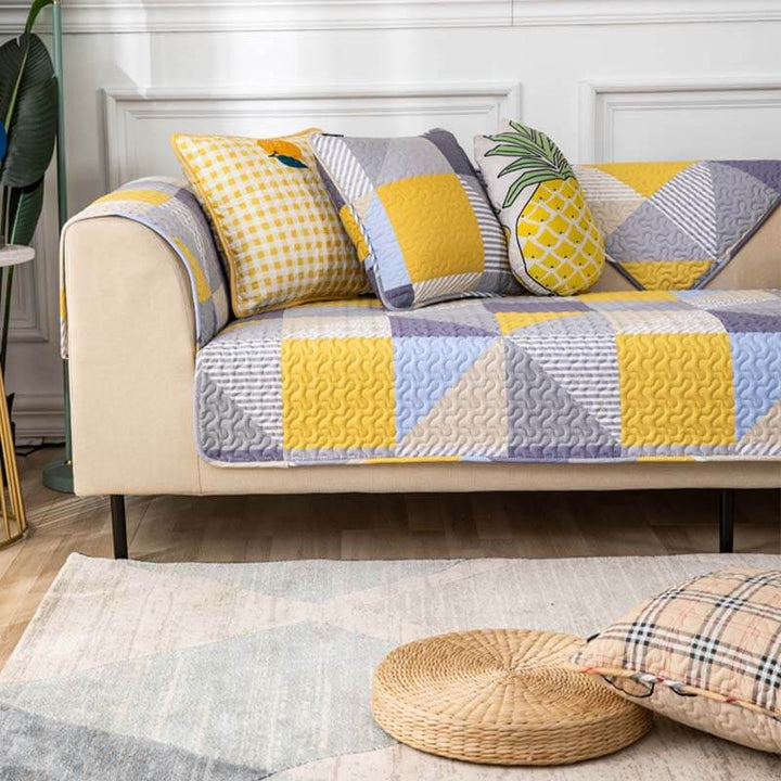 Künstlerischer geometrischer Muster waschbarer Baumwollsofa-Bezug | Karnz