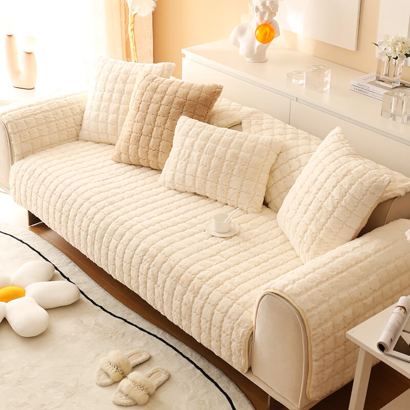 Biscuit Plush Soft Rutschfeste Couchabdeckung mit Antirutschdesign | Karnz