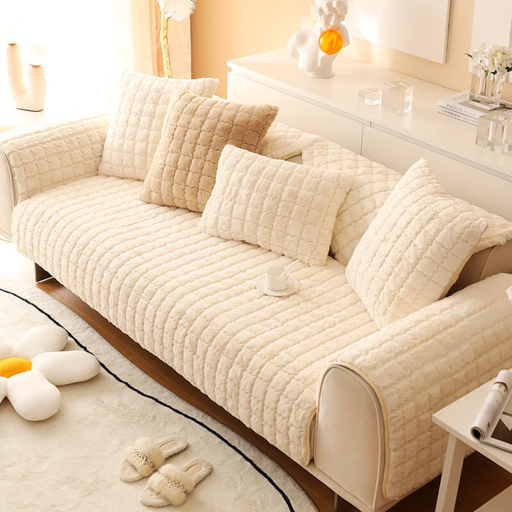 Biscuit Plush Soft Rutschfeste Couchabdeckung mit Antirutschdesign | Karnz