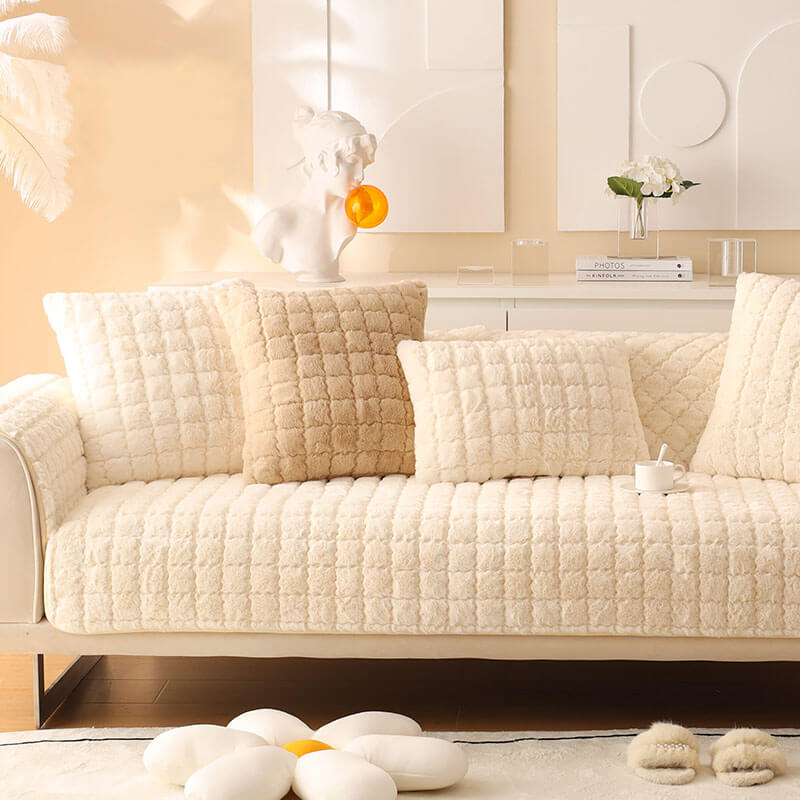 Biscuit Plush Soft Rutschfeste Couchabdeckung mit Antirutschdesign | Karnz