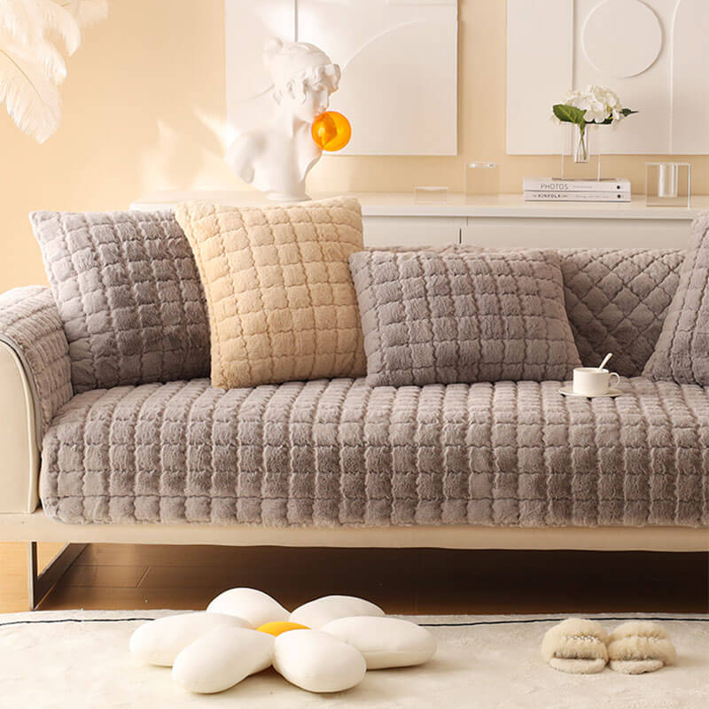 Biscuit Plush Soft Rutschfeste Couchabdeckung mit Antirutschdesign | Karnz