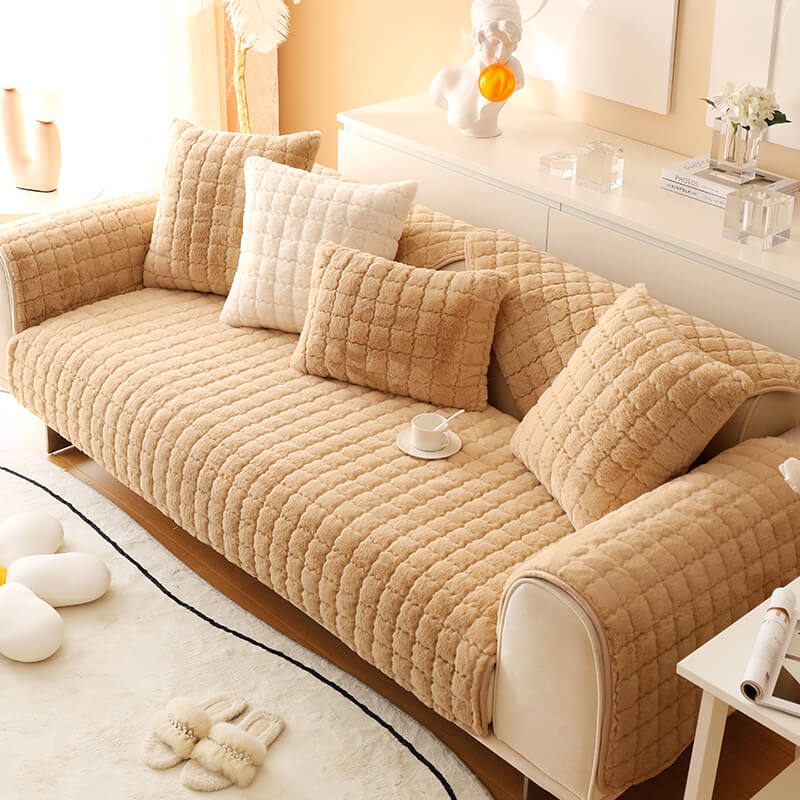 Biscuit Plush Soft Rutschfeste Couchabdeckung mit Antirutschdesign | Karnz