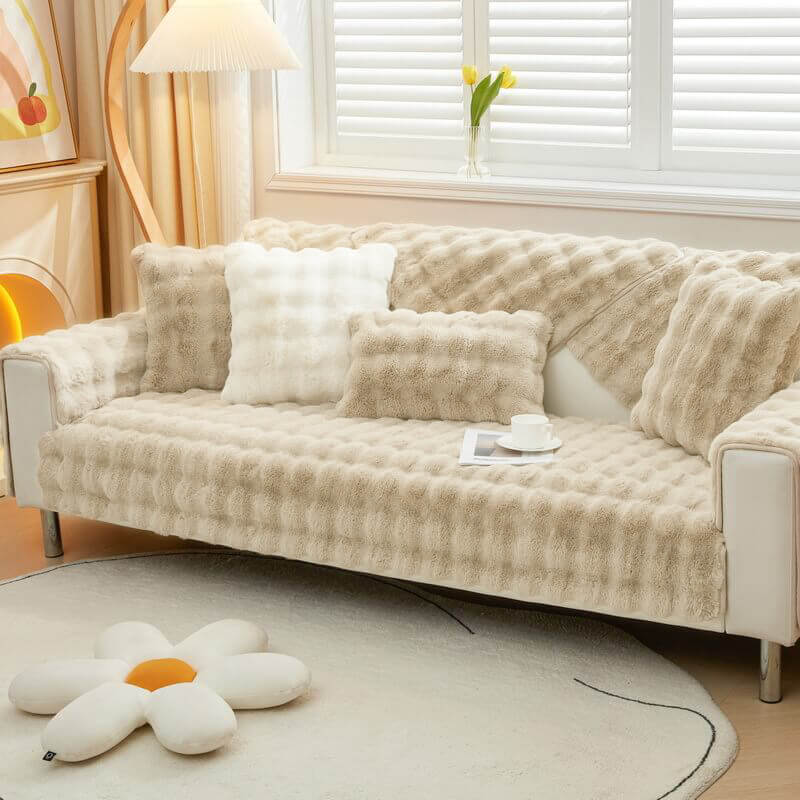 Kuschelplüsch Einfarbige Rutschfeste Couchdecke für Komfort | Karnz