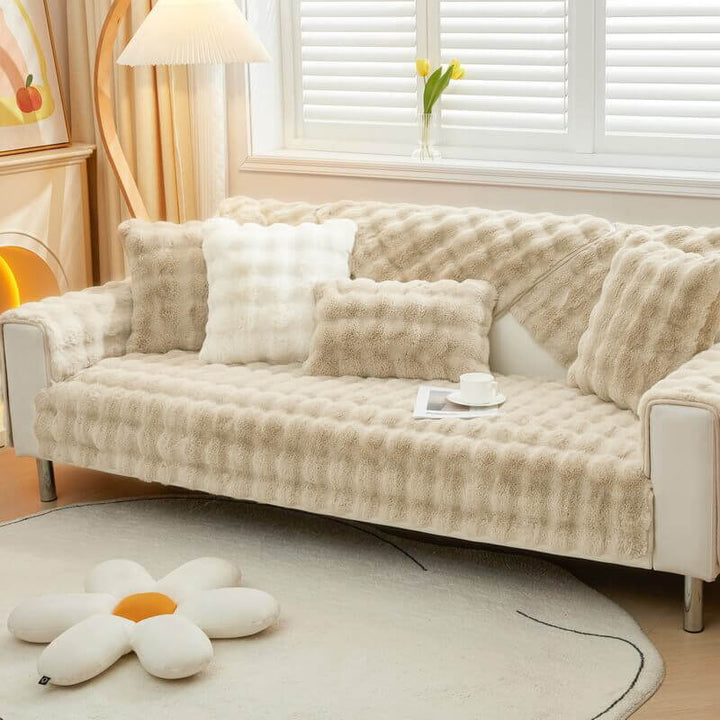 Kuschelplüsch Einfarbige Rutschfeste Couchdecke für Komfort | Karnz