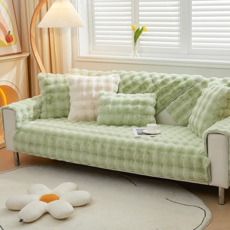 Kuschelplüsch Einfarbige Rutschfeste Couchdecke für Komfort | Karnz