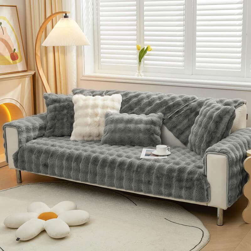 Kuschelplüsch Einfarbige Rutschfeste Couchdecke für Komfort | Karnz