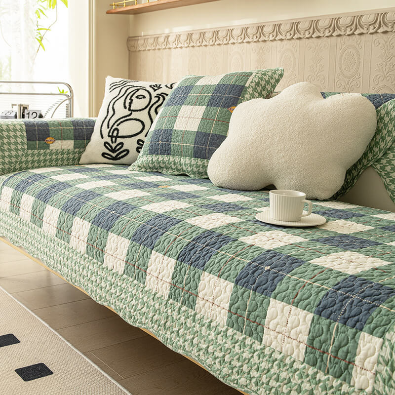 Baumwoll-Plaid Anti-Kratzer Sofaüberzug zum Schutz von Haustieren | Karnz