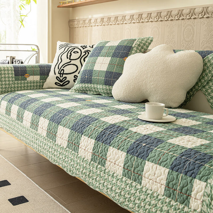 Baumwoll-Plaid Anti-Kratzer Sofaüberzug zum Schutz von Haustieren | Karnz