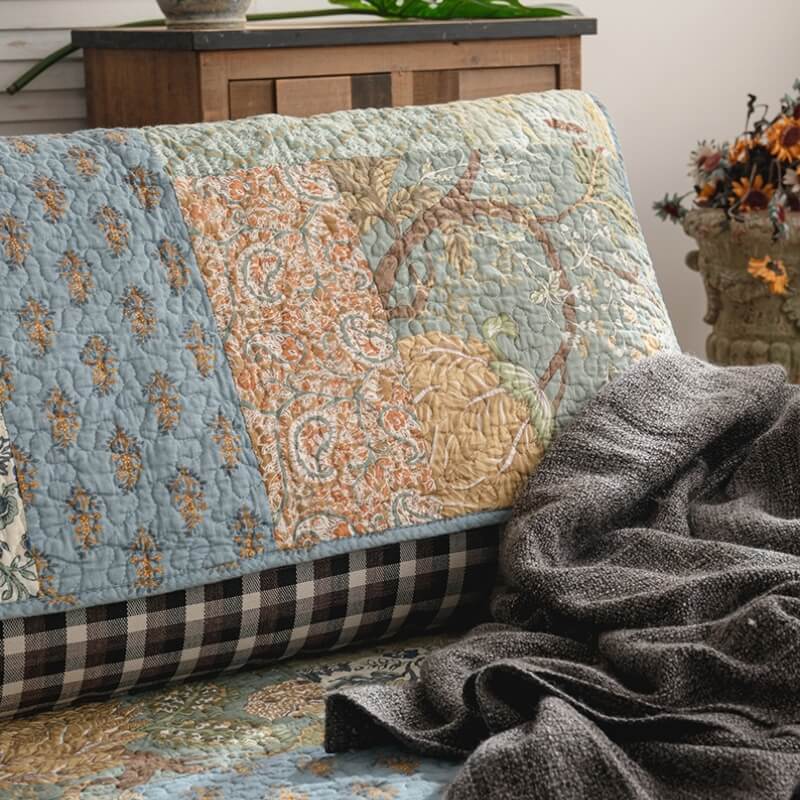 Europäische florale Baumwollsofa-Abdeckung Schutzhülle rutschfest | Karnz
