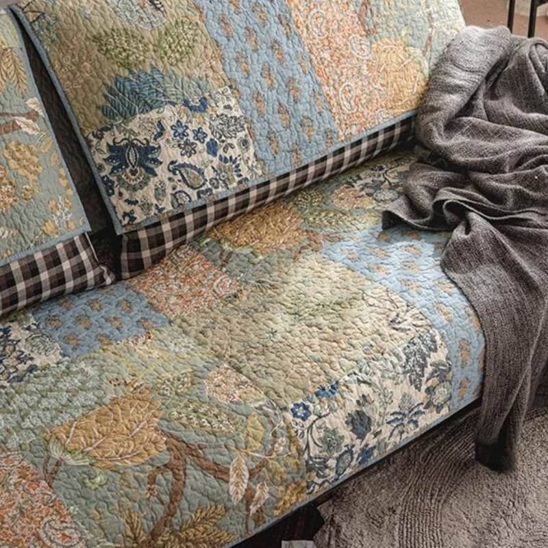 Europäische florale Baumwollsofa-Abdeckung Schutzhülle rutschfest | Karnz