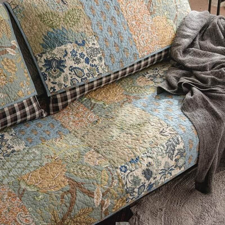 Europäische florale Baumwollsofa-Abdeckung Schutzhülle rutschfest | Karnz