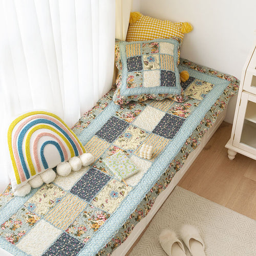Vintage Flower Plaid Baumwollsofa Bezug - Weiches umweltfreundliches Design | Karnz