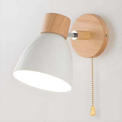 Hölzerne Nordische Wandlampe mit Schalter für Gemütliches Schlafzimmer | Karnz