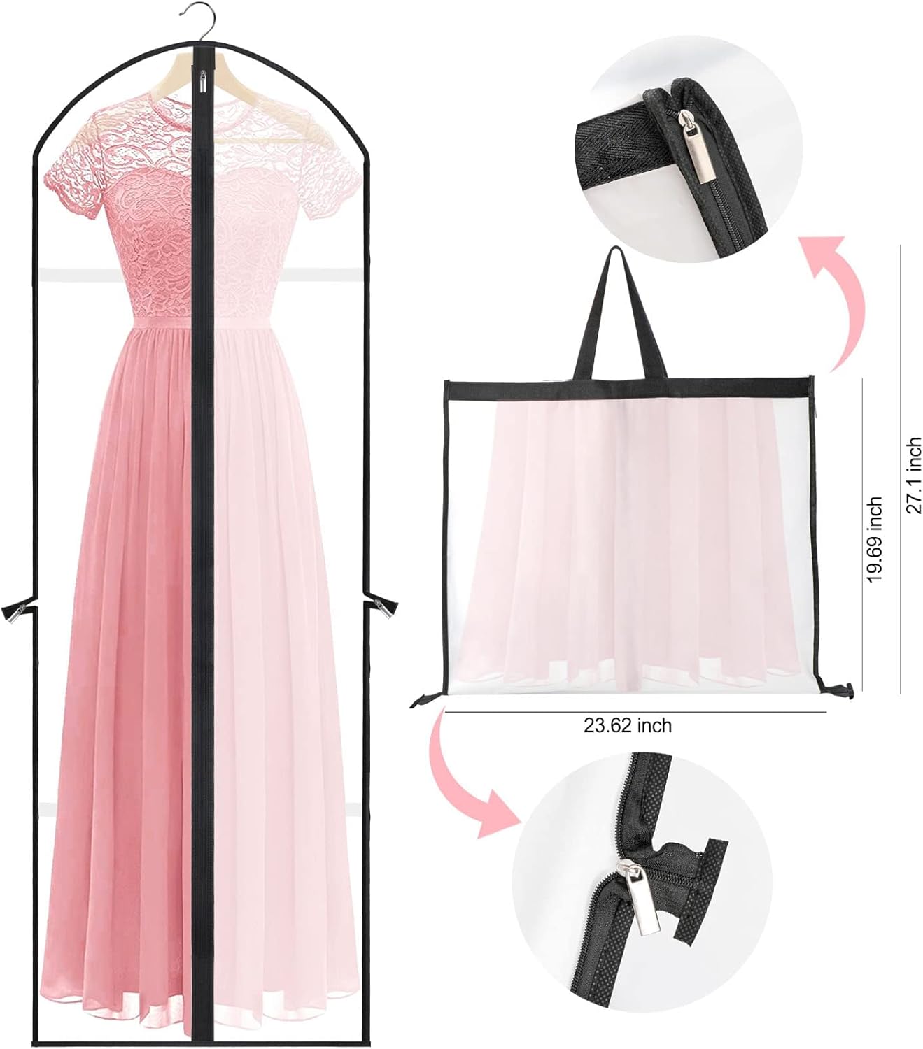 Extra-lange Kleid & Robe Kleiderbeutel – 180 cm Schutzhüllen mit Griffen | Karnz