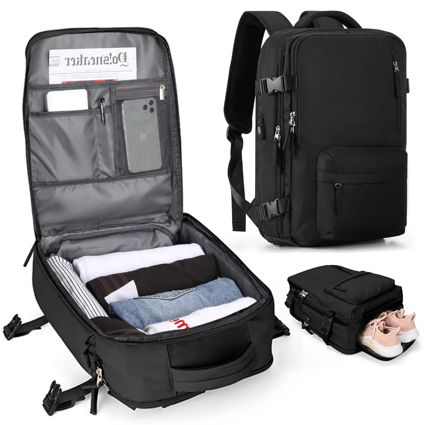 Wasserdichter Rucksack mit USB-Ladefunktion und Laptopfach 35L | Karnz